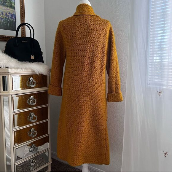 Mustard yellow long line knitted coat - Picture 4 of 8